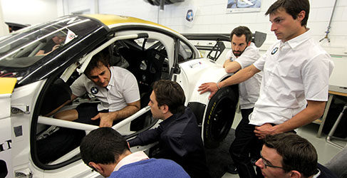 Timo Glock, Bruno Spengler, Jens Marquardt, Alex Zanardi 2015 con el cockpit