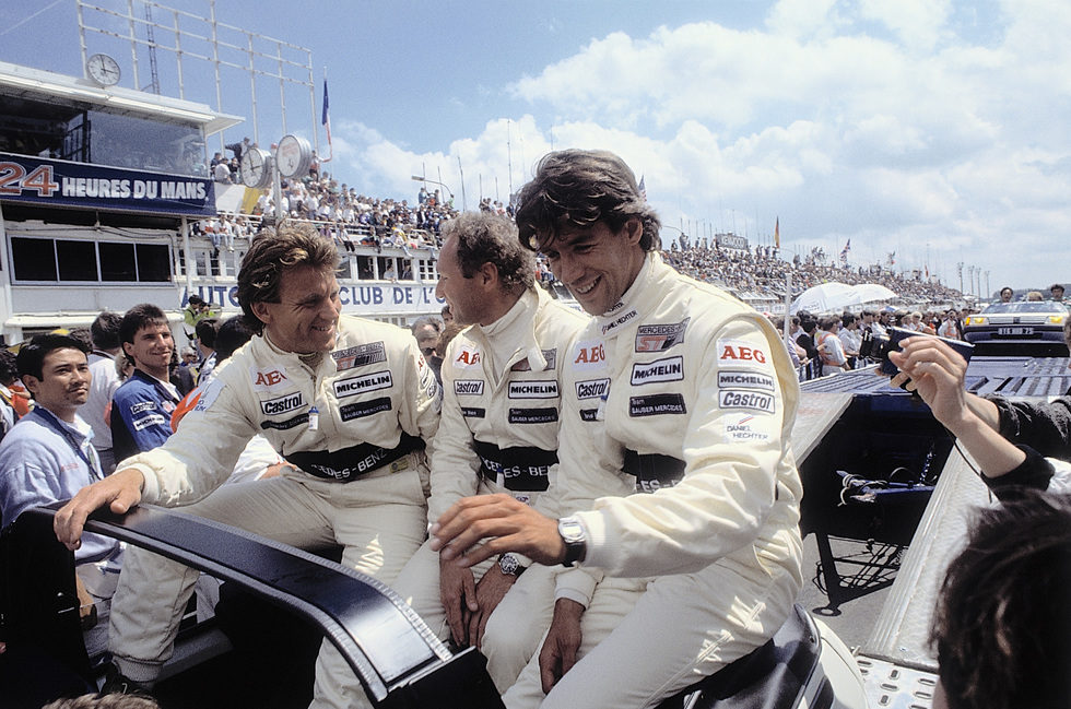 Jochen Mass, Manuel Reuter y Stanley Dickens en LeMans 1989