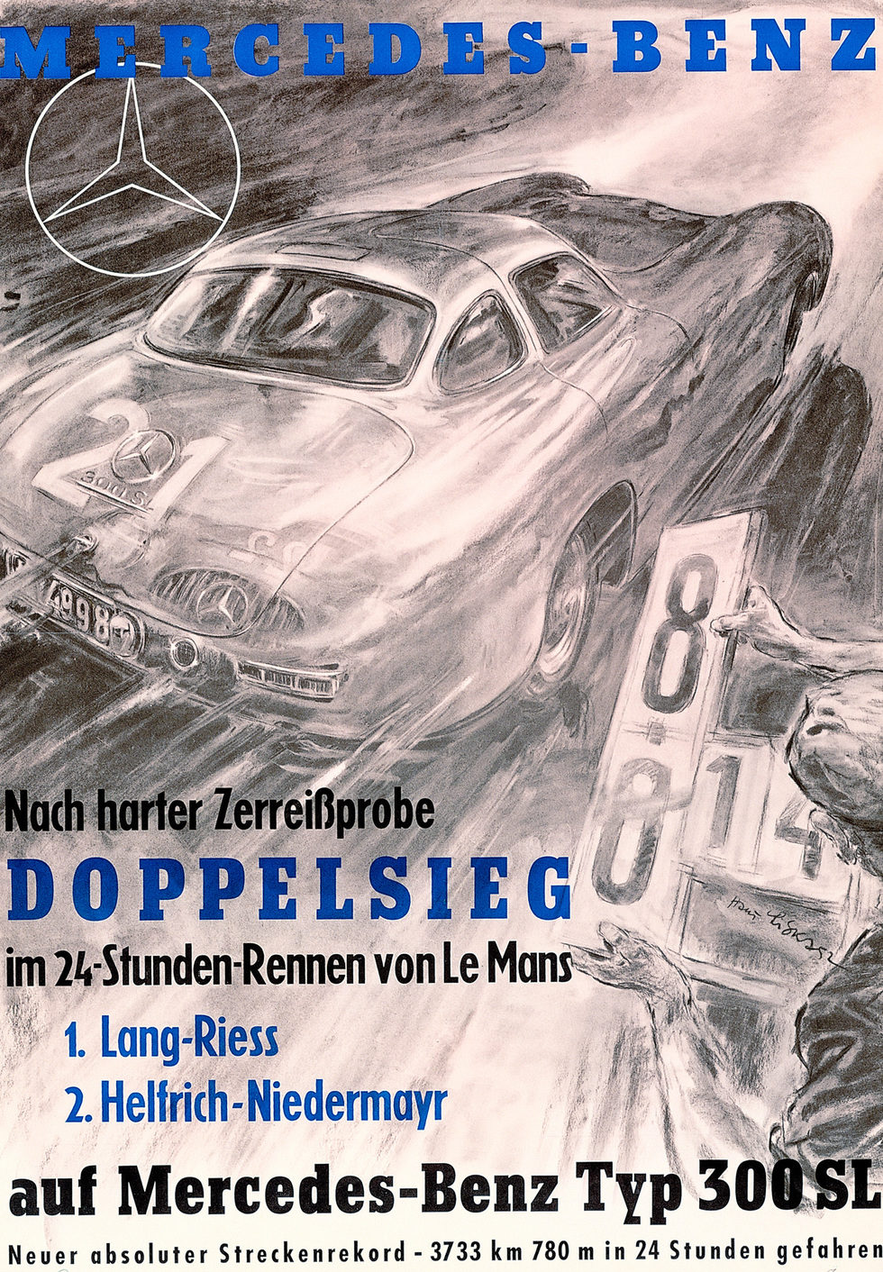 Cartel sobre el 300 SL de Mercedes-Benz