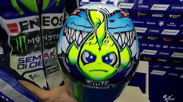Casco especial de Valentino Rossi en Misano