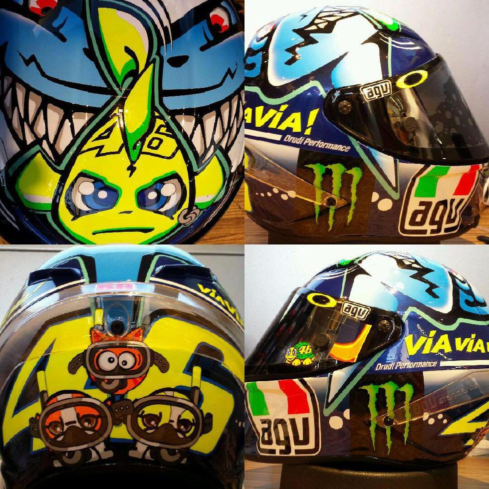 Casco especial de Valentino Rossi en Misano - collage