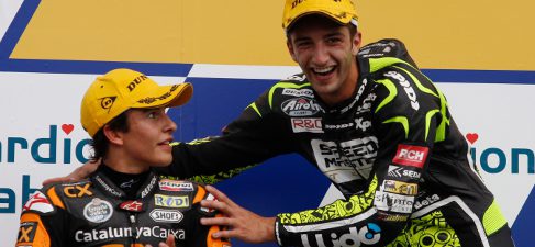 Iannone y Marc Márquez en el podio de Moto2 de la República Checa