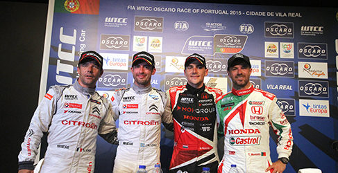 Loeb, Lopez, Michelisz Monteiro Vila Real WTCC 2015