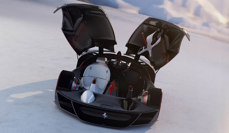 Render del proyecto Manifesto, detalle de la apertura del cockpit