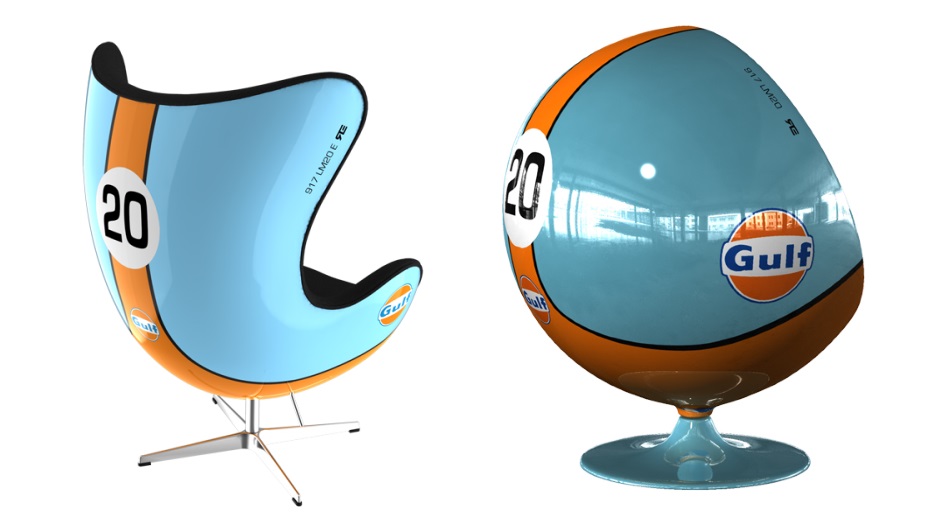 Egg Chair y Ball chair con la librea de Gulf