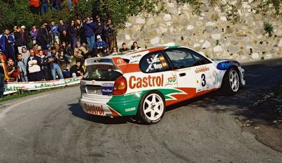 Carlos Sainz - Luis Moya, Toyota Corolla WRC (Sanremo 1999). Imagen vía SnapLap.