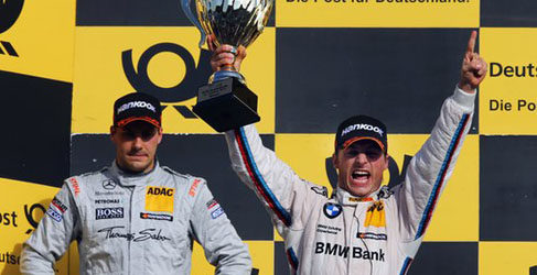 Gary Paffett y Bruno Spengler, en el podio de Hockenheim
