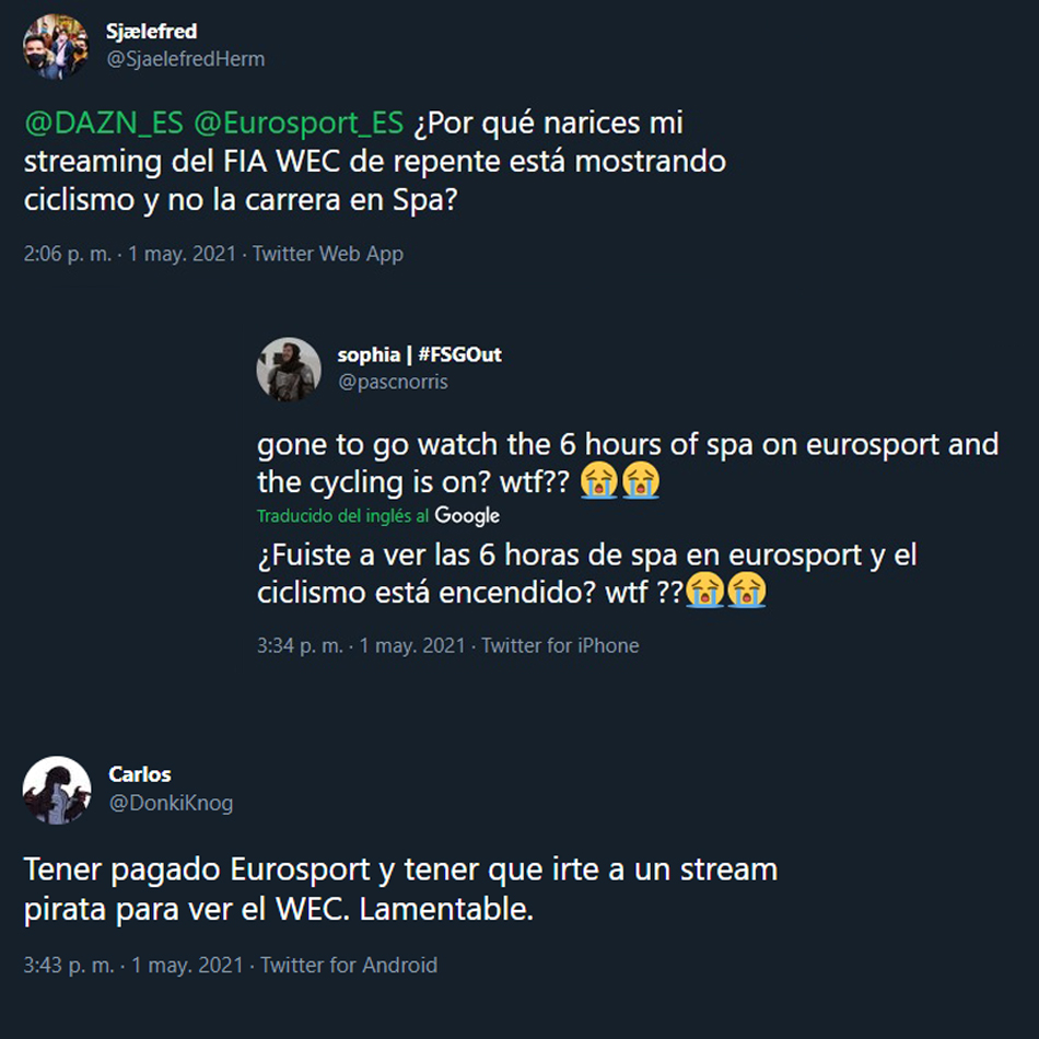 Opiniones de usuarios vía Twitter