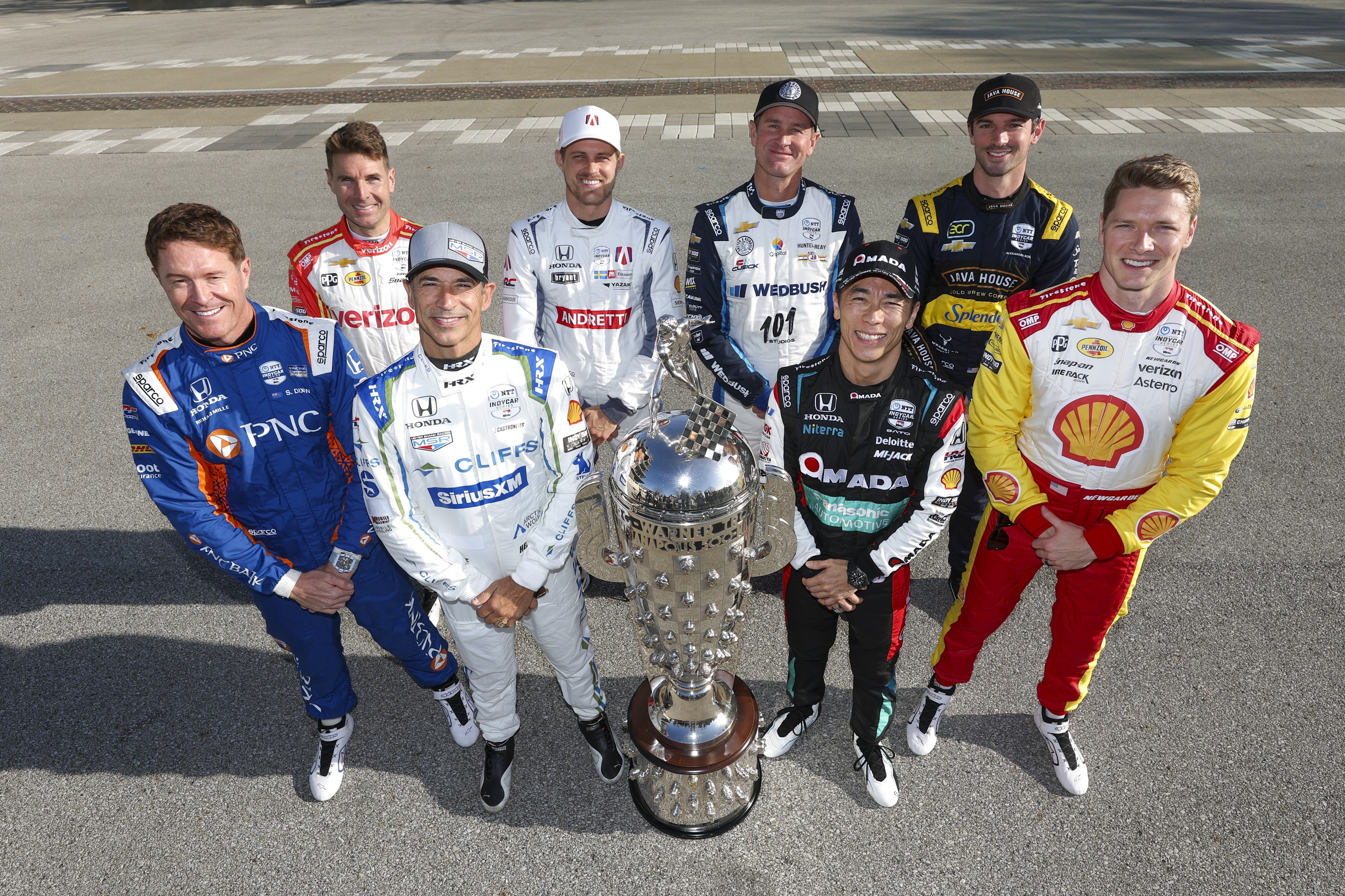 Will Power, Marcus Ericsson, Ryan Hunter-Reay, Alexander Rossi, Scott Dixon, Helio Castroneves, Takuma Sato y Josef Newgarden