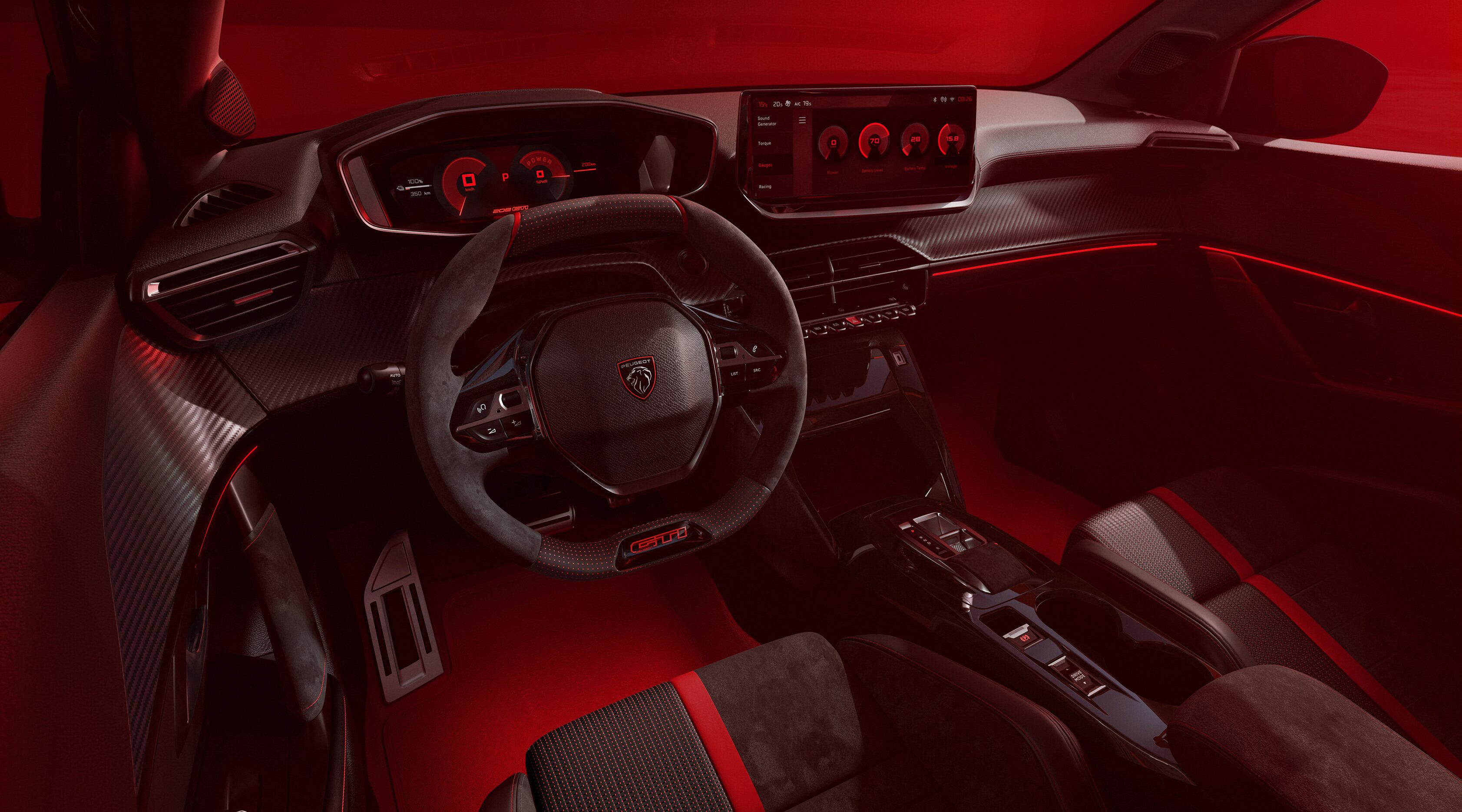 Interior del nuevo Peugeot e-208 GTI