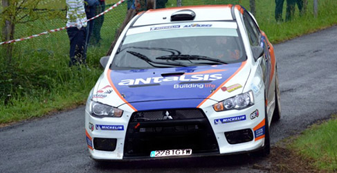 Luís Vilariño en acción con el Mitsubishi Lancer