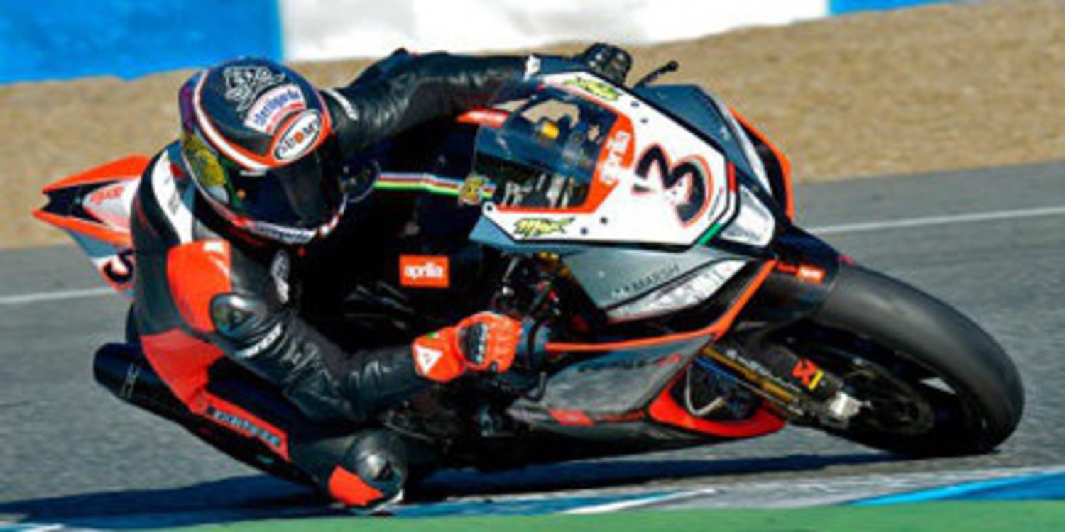 Test con Aprilia de Max Biaggi en Vallelunga