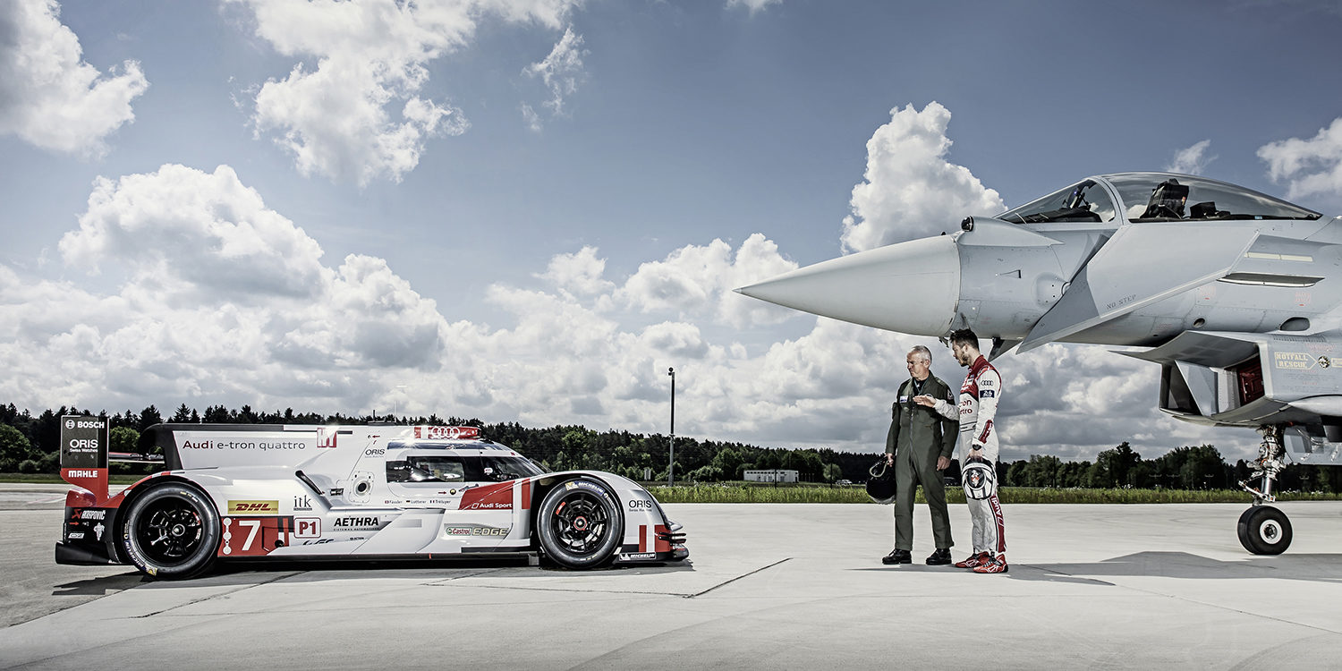 El Audi R18 e-tron quattro y el Eurofighter Typhoon, cara a cara