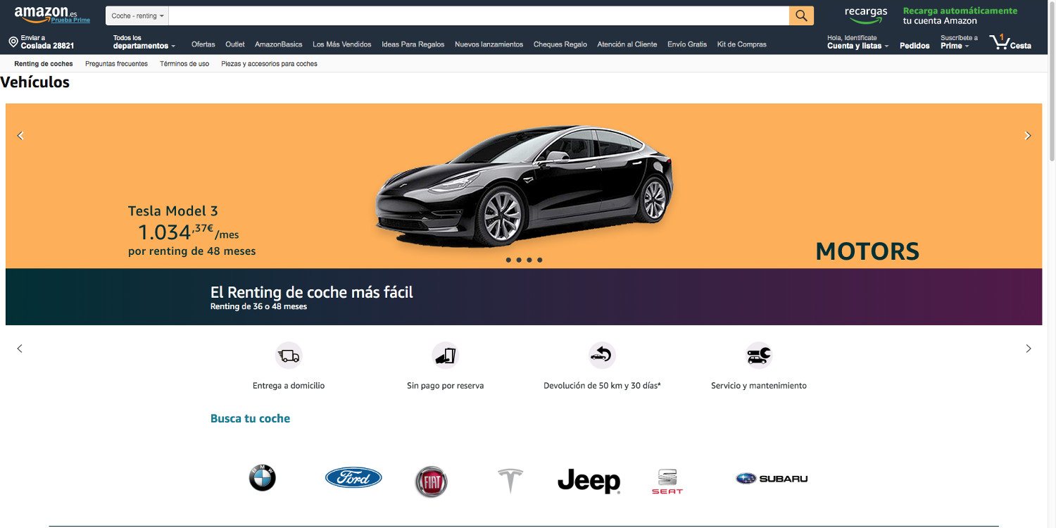 El Renting de Amazon, su funcionamiento y los autos que incluye