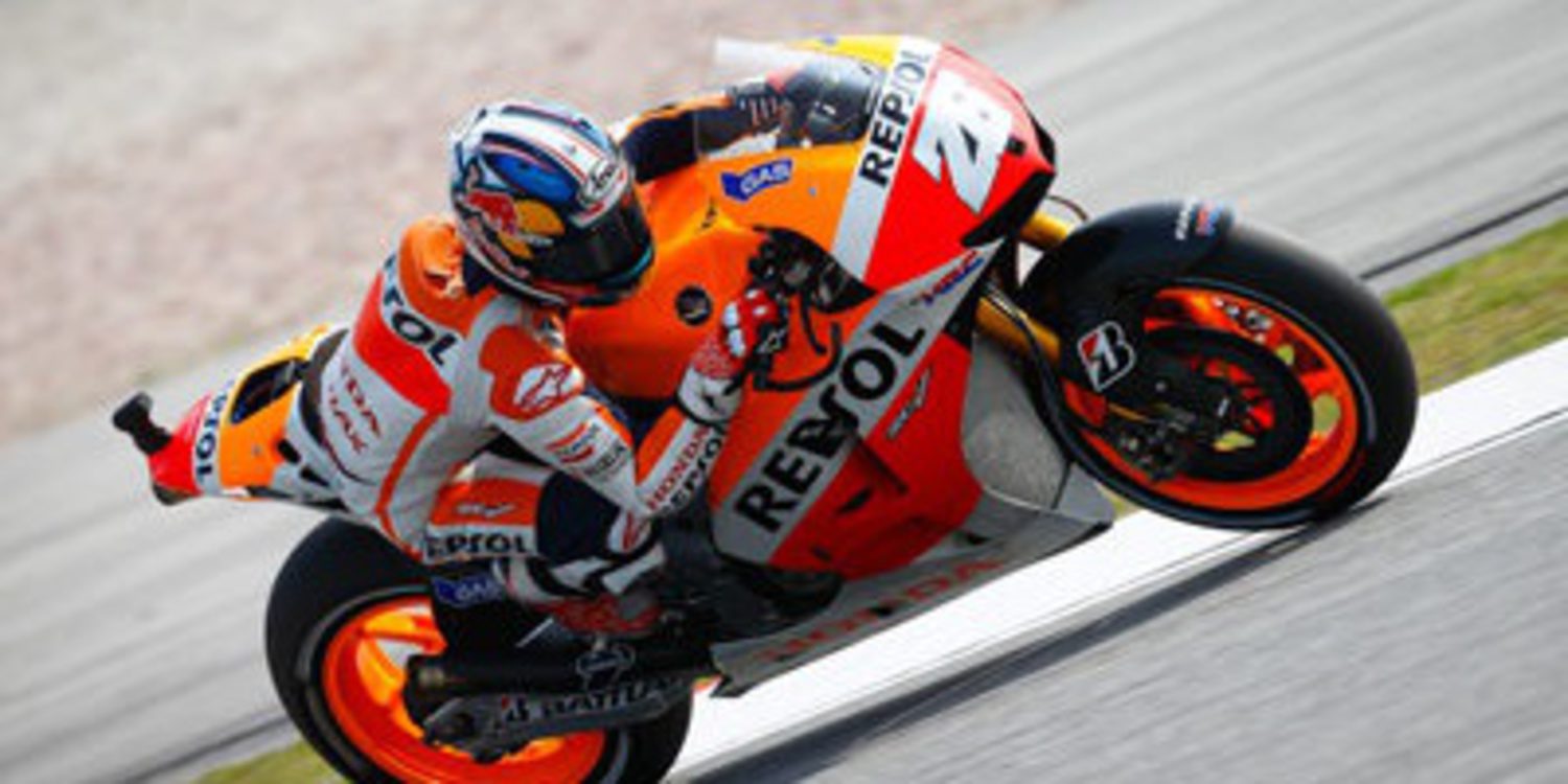 Triplete de Dani Pedrosa en los libres de MotoGP en Sepang